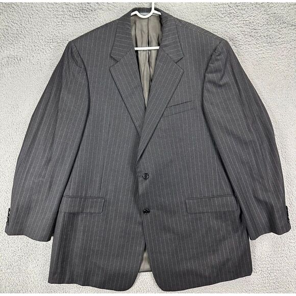 Hickey Freeman Blazer Men 48L Big Tall Grey Striped Loro Piana Worsted Wool Suit